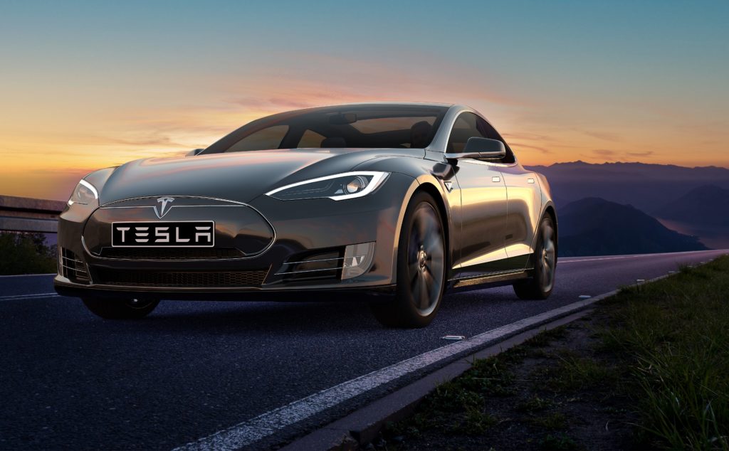 Black Tesla Model S during sunset