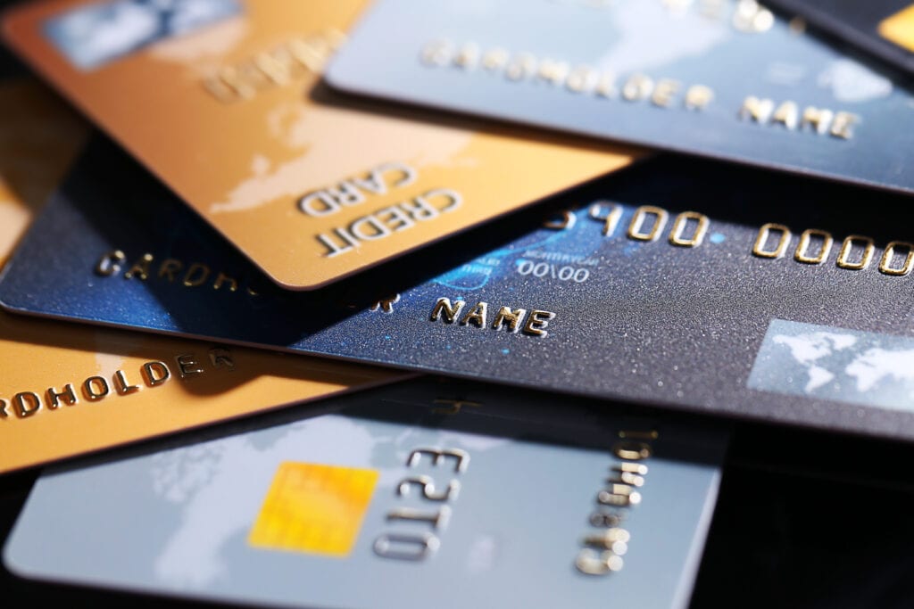 Credit cards, close up