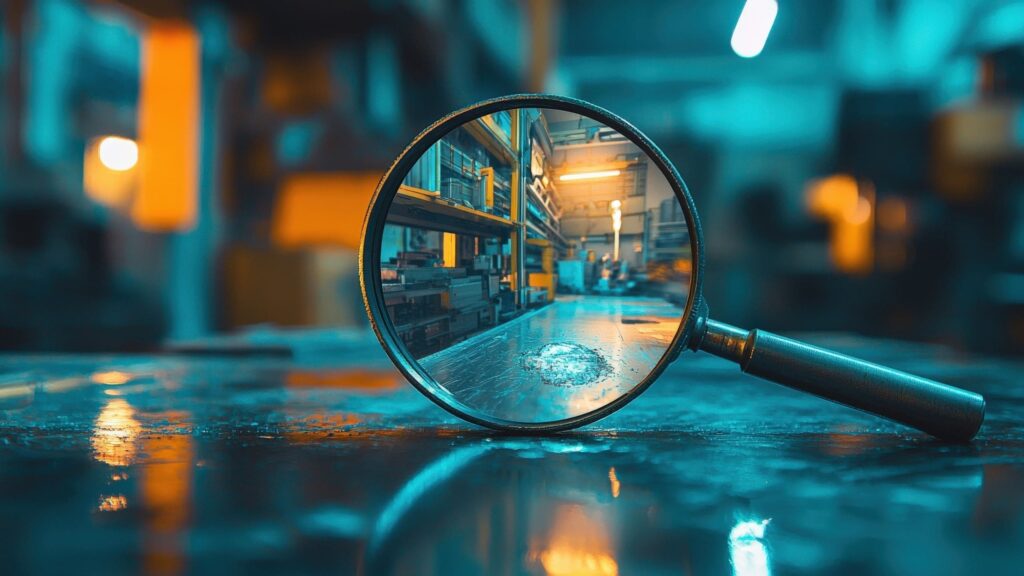 Product Liability Lafayette Magnifying Glass Looking into shelves.