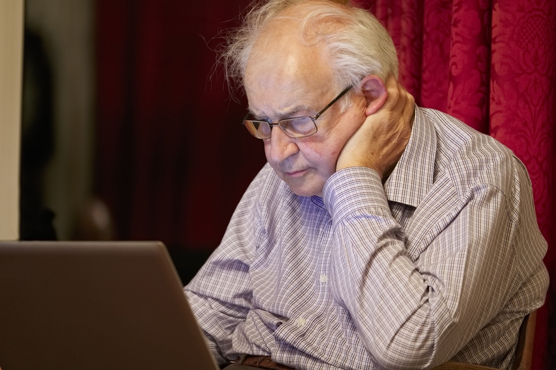 Senior Citizen using computer