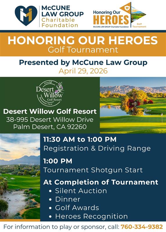 McCune Law Group Honoring Our Heroes Golf Tournament Schedule