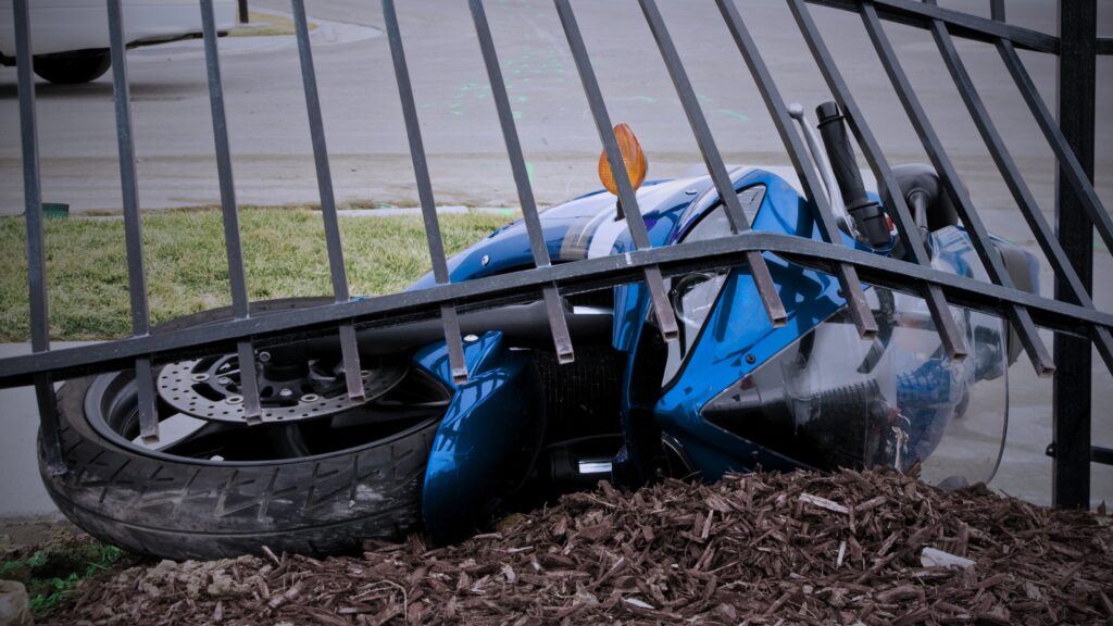 Lafayette Motorcycle Accident destroyed a fence.