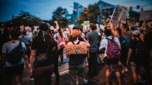 People on the streets protesting