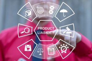 Phoenix Product Liability graphic with a men in the background with a tie and dress shirt.