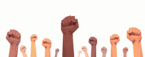 Many Races of People Raising Fists in Protest