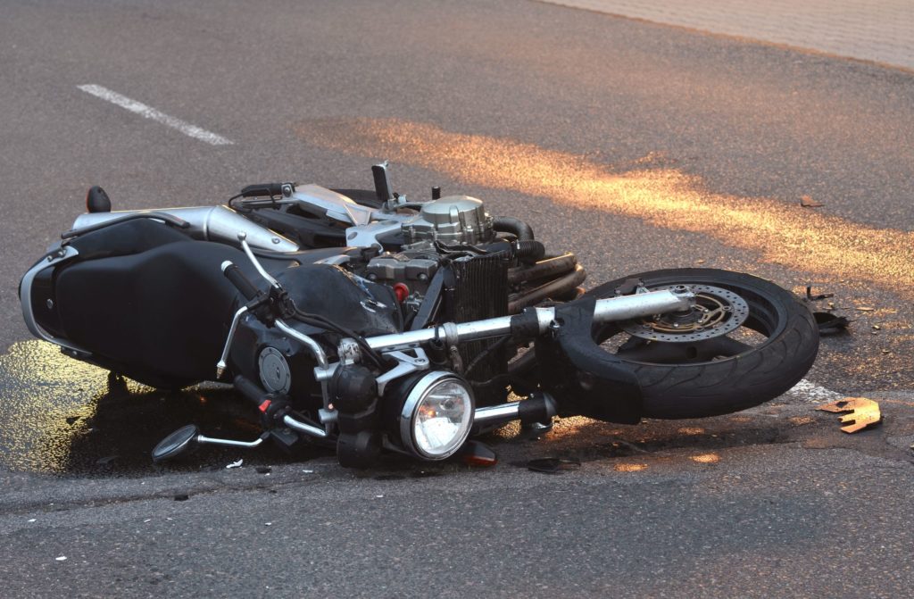 Crashed Motorcycle on road